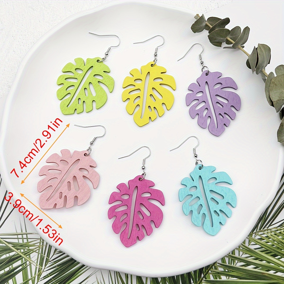 Bohemian Wooden Earrings Set - Cross Border Vacation Style